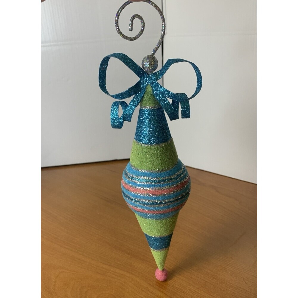 Raz Imports Multicolored Flocked Finial Christmas Ornament